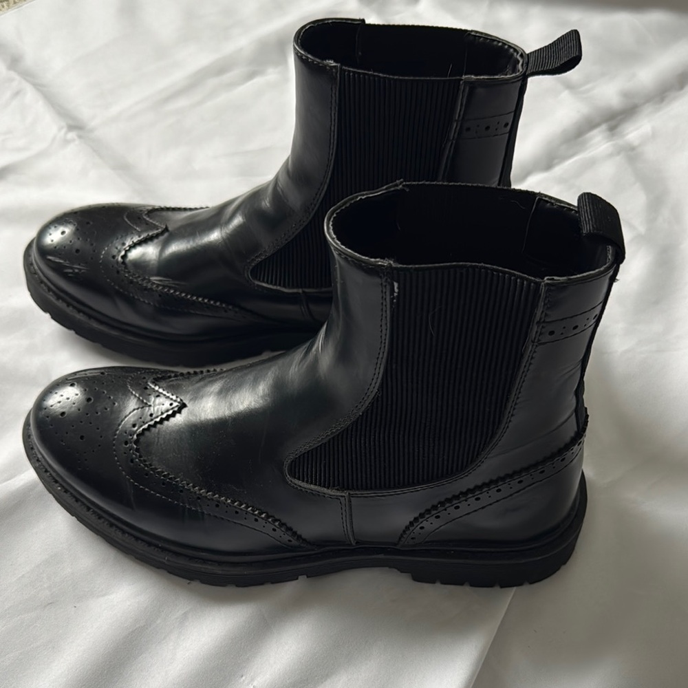 Call It Spring Brogue-Style Chelsea Boots, Size 11 Women Wing-Tip Chunky Boots